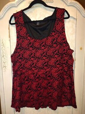 Torrid Size 4 Sleeveless Red Lace Overlay Tank Top - Women's